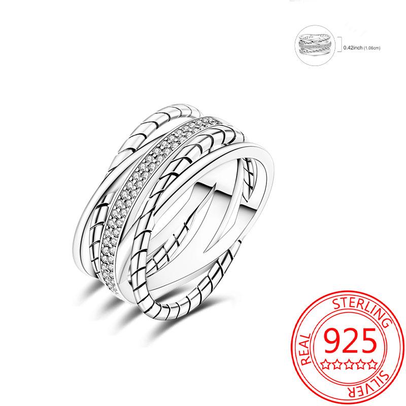 925 Silver Beautiful Stars and Moon Shining Sun Geometry Infinite Combination Ring Boutique Matching Gifts