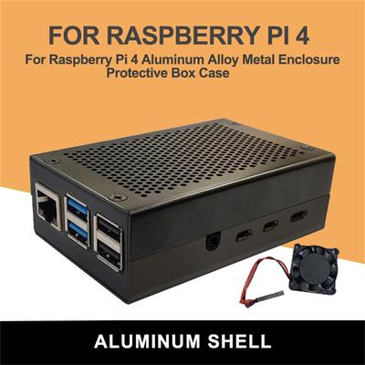 Für Raspberry Pi 4 Aluminiumlegierung Metallgehäuse Schutzbox + Lüfter