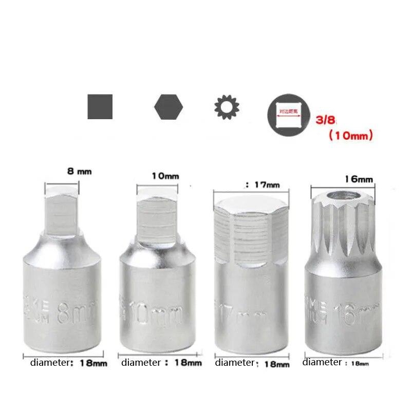 M16 H17 S8 S10 Oil Sump Drain Plug Socket Wrench 3/8'' Drive Auto Repairing Transmission Gearbox Screw Wrench Car Repair Tool
