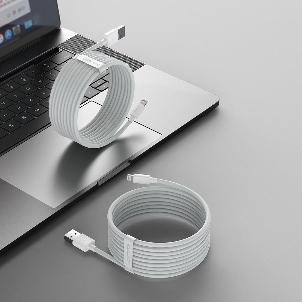 Kabel Usb Do Lightning Baseus Simple Wisdom, 2.4A, 1.5M (Biały) 2Szt.
