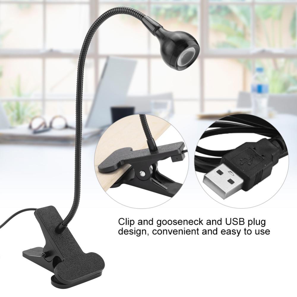 USB Powered USB LED Table Light Adjustable Gooseneck LED Clip On Light Mini Desk Night Lamp Study