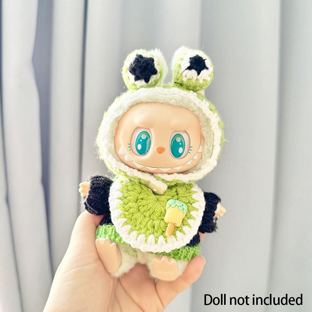 

Для 17 см Кукольная одежда Лабубу Модная одежда Толстовки Кукольная одежда Цветовые толстовки Кукольные аксессуары Милые украшения Маленькая одежда зелёный