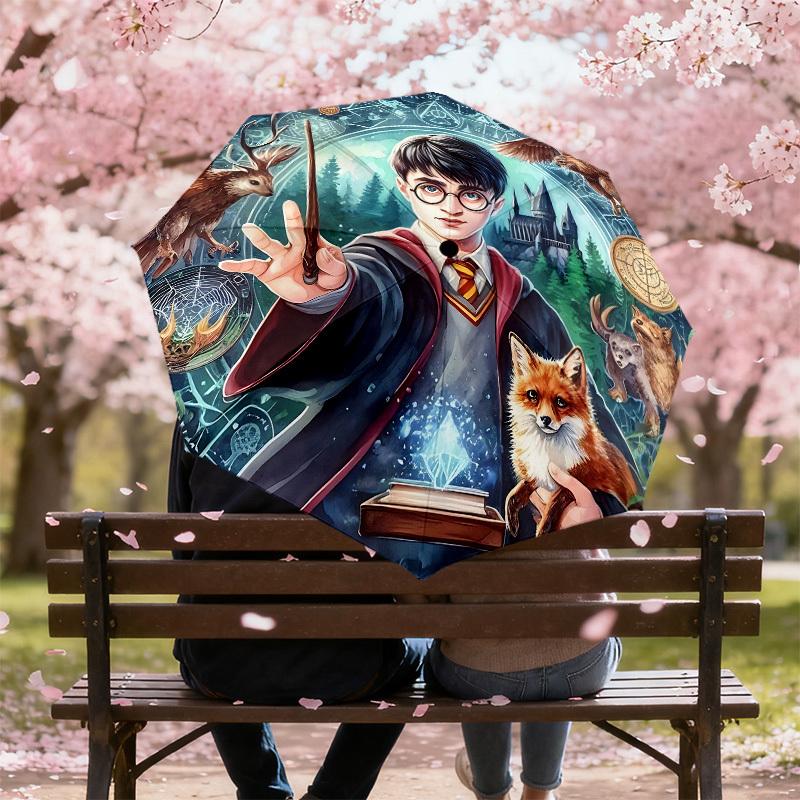 1PC Harry Potter Magic Umbrella-8-Rib Reinforced, Automatic Open, Lightweight & Durable, Cute Fashion Accessory for Outdoor, D2700