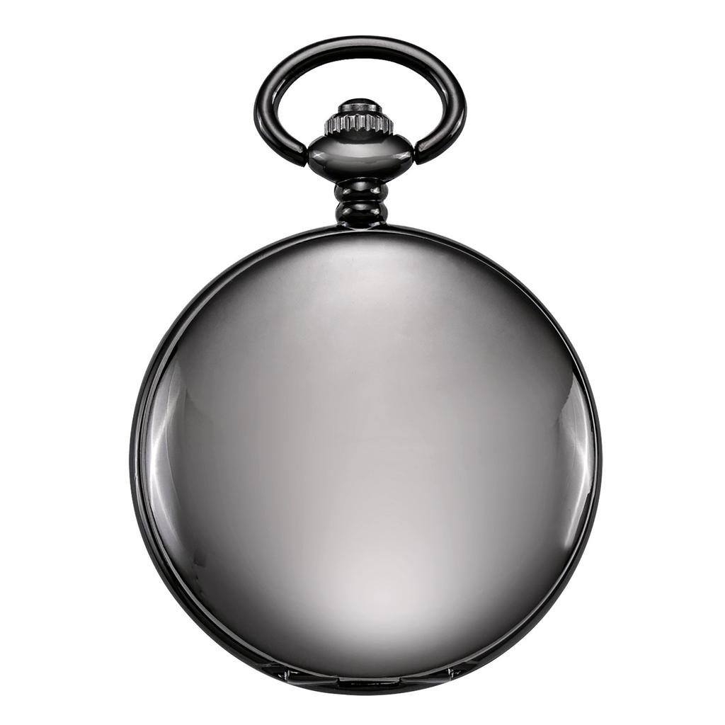 TREEWETO Mechanical Hand-Wound Pocket Watch with Double-Sided Lid, Dragon Openwork Skeleton Design, and Chain