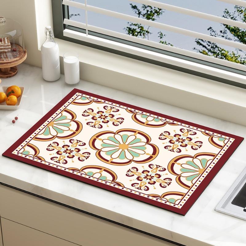 

Diatomaceous Earth Drying Mat for Kitchen Coffee Maker Sink Absorbent Quick-Dry Mat Heat-Resistant Non-slip Anti-Scald Table Pad (as the picture,20x30cm)