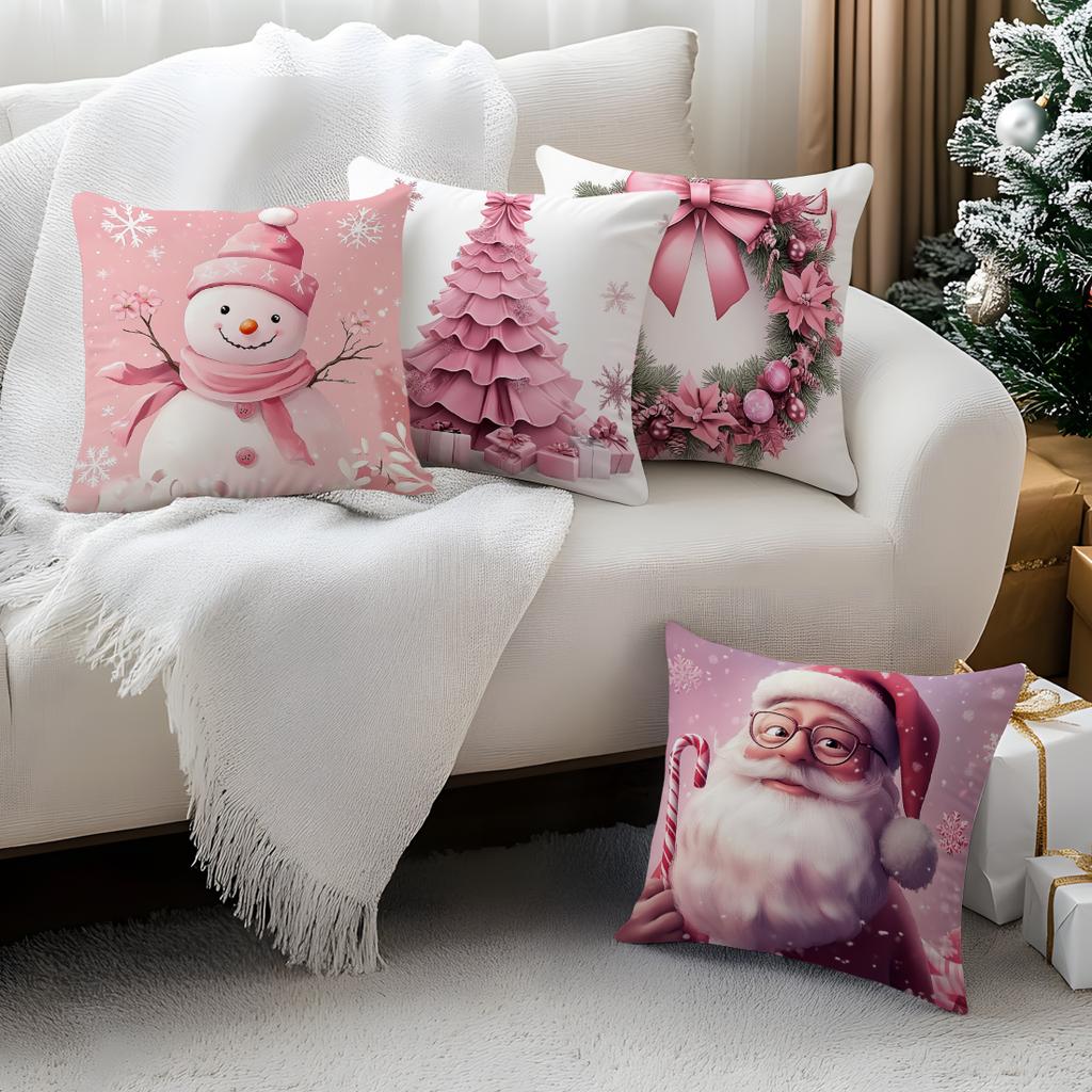 Modern Pink Christmas Pillowcase Bedroom Sofa Cushion Cover 100% Polyester Living Room Cushion Pillowcase Home Decor