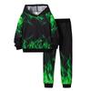 6-11 Jahre Kinder Cooles Flammenmuster Kleidungsset Kapuzensweatshirt und Hose