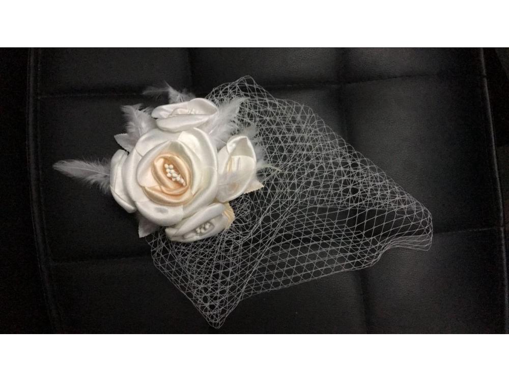 European Luxury Bridal Headpiece with Floral Veil - One-Piece Wedding Accessory