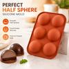 6-Cavity Silicone Half Sphere Mold Orange Dome Baking Form for Chocolate Bombs Mousse Pudding Jelly and Cupcake Toppers