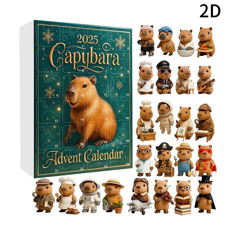 2d Flat 24 Days Capybara Advent Calendar Cute Capybara Christmas Tree Ornaments Countdown Christmas Pendant & Surprises Gifts L