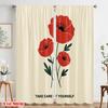 2pcs 2D flat printing Window Curtains Poppy flowers take care yourself 100% Polyester Fabric Without Electricity Festive Wall