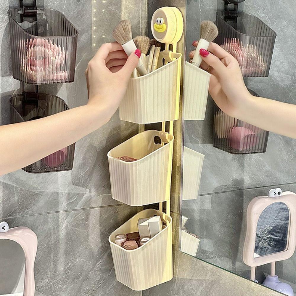 Kein Stanzen Küchenaufbewahrungsbox Abtropfbares Regal Organizer Behälter Niedlicher Aufbewahrungskorb Badezimmer