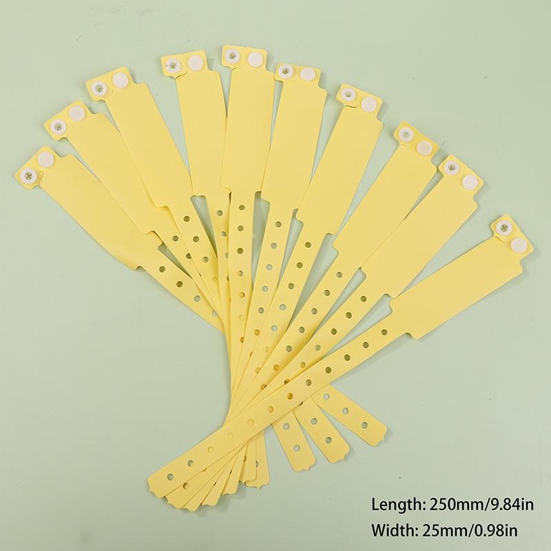 

10 шт. Одноразовый водонепроницаемый пластиковый браслет на запястье с рукописной информацией для идентификации, одноразовый браслет для однократного использования жёлтый