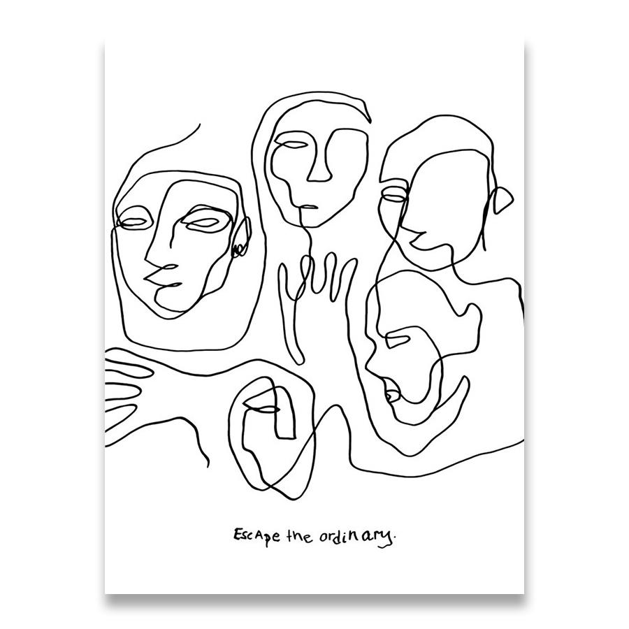 Black White Vintage Poster Abstract Line Nordic Posters And Prints Wall Art Canvas Painting Wall Pictures For Living Room Decor