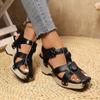 Fashion Women Sandals Summer Buckle Strap Wedge Sandals Brand Designer Chunky Platform Sandals Rivet Thick Sole Gladiator Shoes Woman