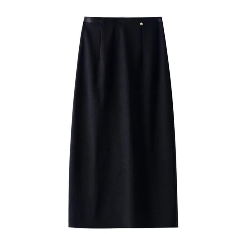 Micro-elastic drape slim fit fashion straight skirt spring new commuter high waist skirt split step skirt