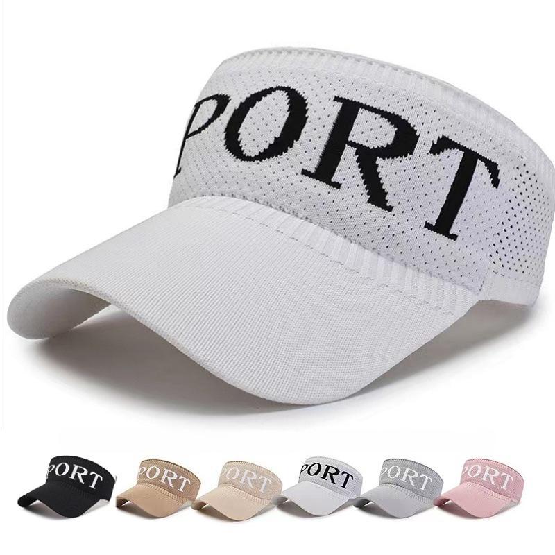 Sporty Mesh Sun Visor Hat with Letter Print, Lightweight Breathable Topless Cap for Running, Golf, Tennis & Outdoor Activities