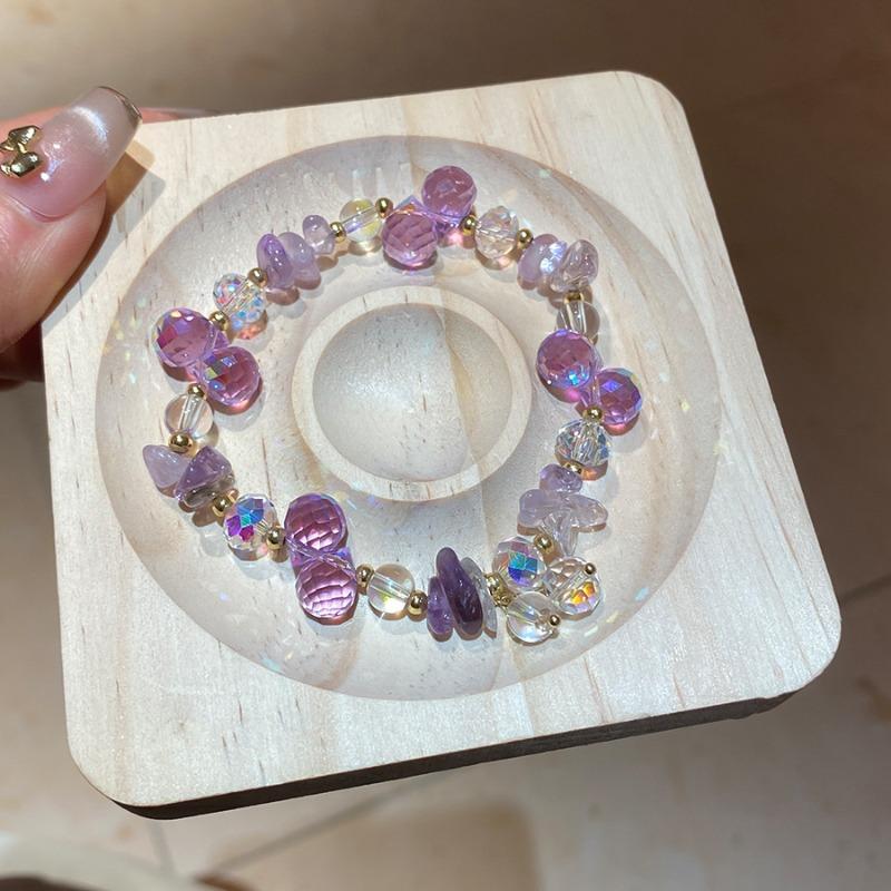 Irregular round amethyst beaded bracelet women s light luxury retro bracelet bracelet elegant high-end jewelry women