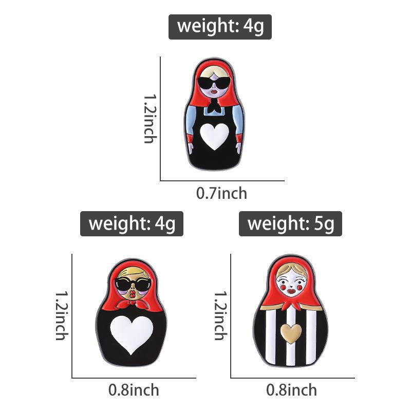 Cultural Costume Collected Enamel Pin Classic  Nesting Doll Metal Brooches Lapel Badge Jewelry Gift For Friends
