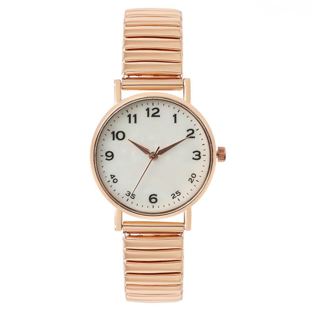 Simple Digital White Face Ladies Quartz Watch Casual Stainless Steel Stretch Strap Fashion Women Dress Clock Watches