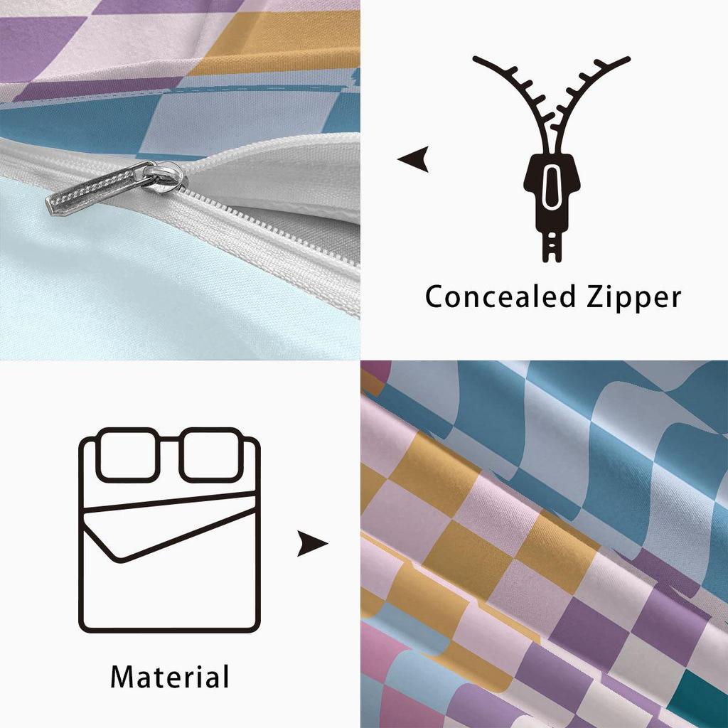 Geometric Colorful Checkerboard 3D Printed Brushed Duvet Cover Set