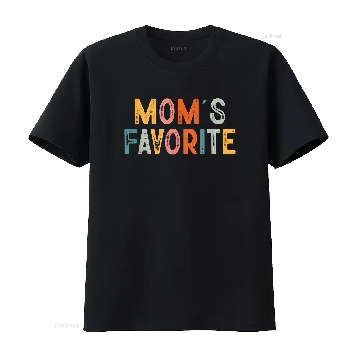 

Mom s Favorite Funny Moms T Shirt vintage Washed Breathable Soft homme fashion Casual Stylish Unisex designer clothes graphic S чёрный