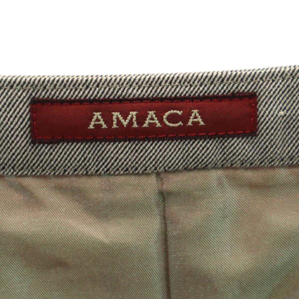 AMACA Made In Japan Pin Dot Pattern Midi Length Tight Skirt 38 Gray Women Used