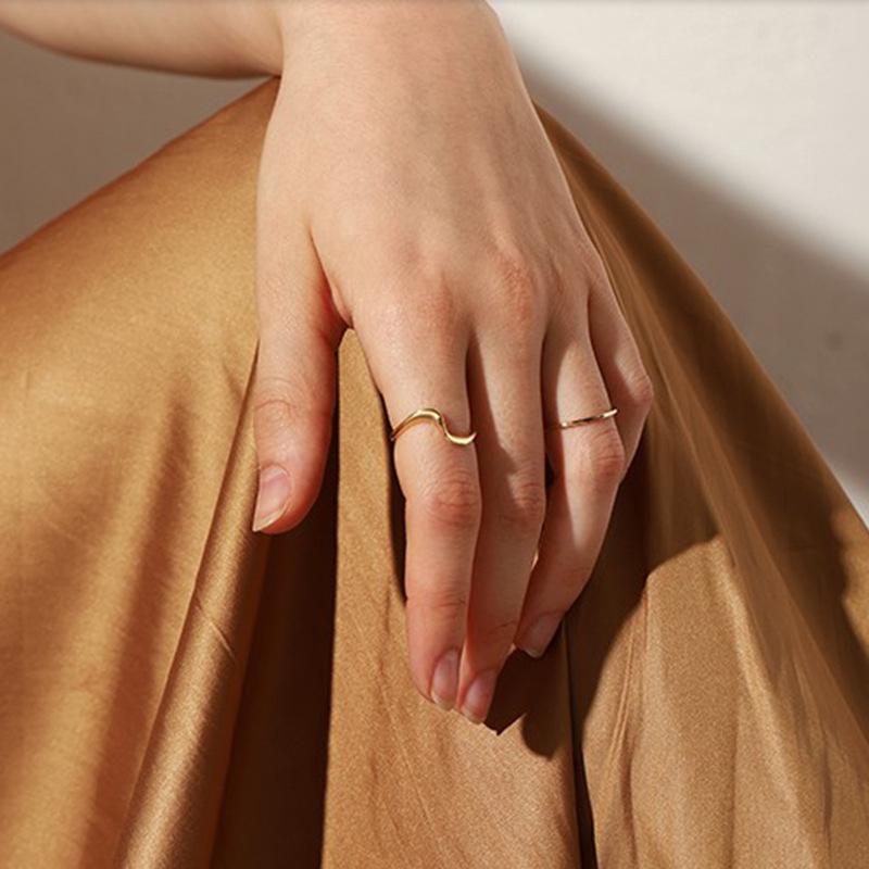 Female Fashion Personality Open Mouth Simple Ring золотой