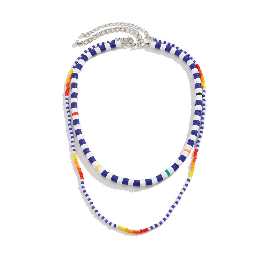 Bohemian Multi-layer Colorful Soft Clay Small Bead Necklace for Men Double-layer Stacked Jewelry