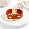 Damen Armband mit mehrlagigem Bündchen und Magnetverschluss Legierungskette Lederumwicklung mit Kreuz Geometrisches Kreisdesign Modisches Accessoire