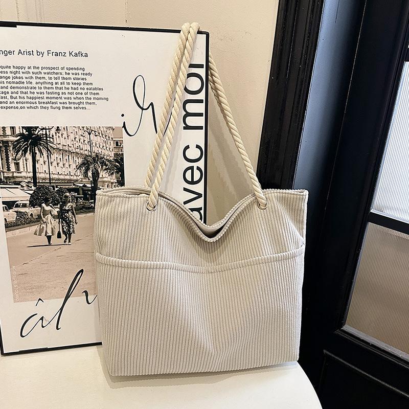 Bag Large Capacity Women's Korean Version One-shoulder Fashion Casual Retro Art Corduroy Women's Bag Simple Women's Bag Tote Bag
