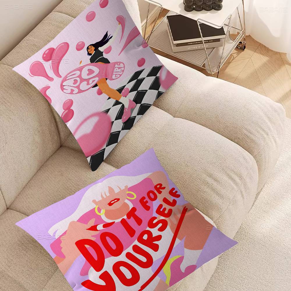 Feminist Fashion Art Pink Girl Cushion Cover Decorative Pillow Sofa Home Decor case pillow cases