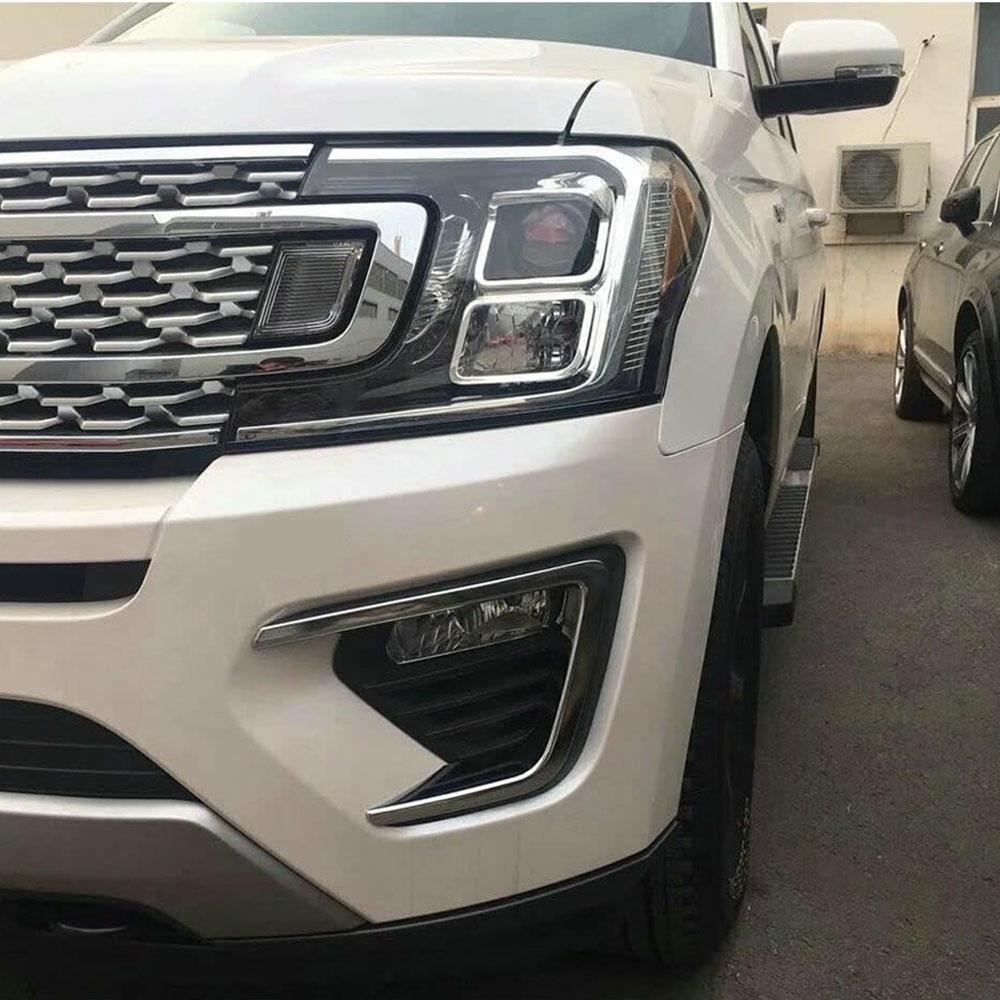 Chrome Front Fog Light Lamp Cover Trim For Ford Expedition 2018-2021