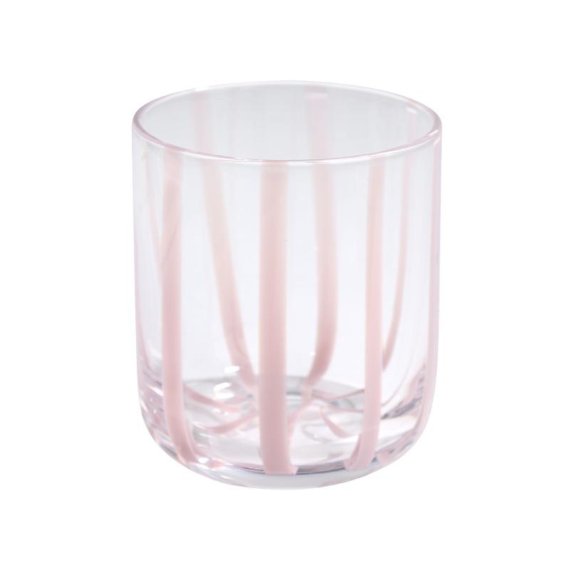 

Colorful Glass Transparent Lines Threaded Cup with Rounded Mouth Coffee Milk Juice Cup, Household Water Cup, Wine glass 301-400ml чёрный