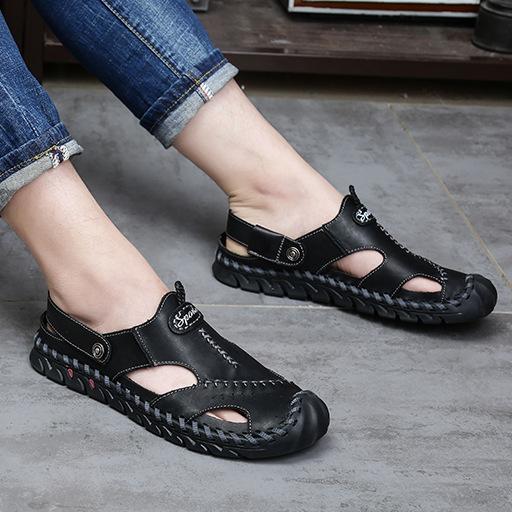 

Мужские сандалии 2025 лето и осень баотоу ручной работы повседневная мужская обувь большого размера пляжная обувь внешнеторговая мужская обувь и обувная фабрика 38 чёрный