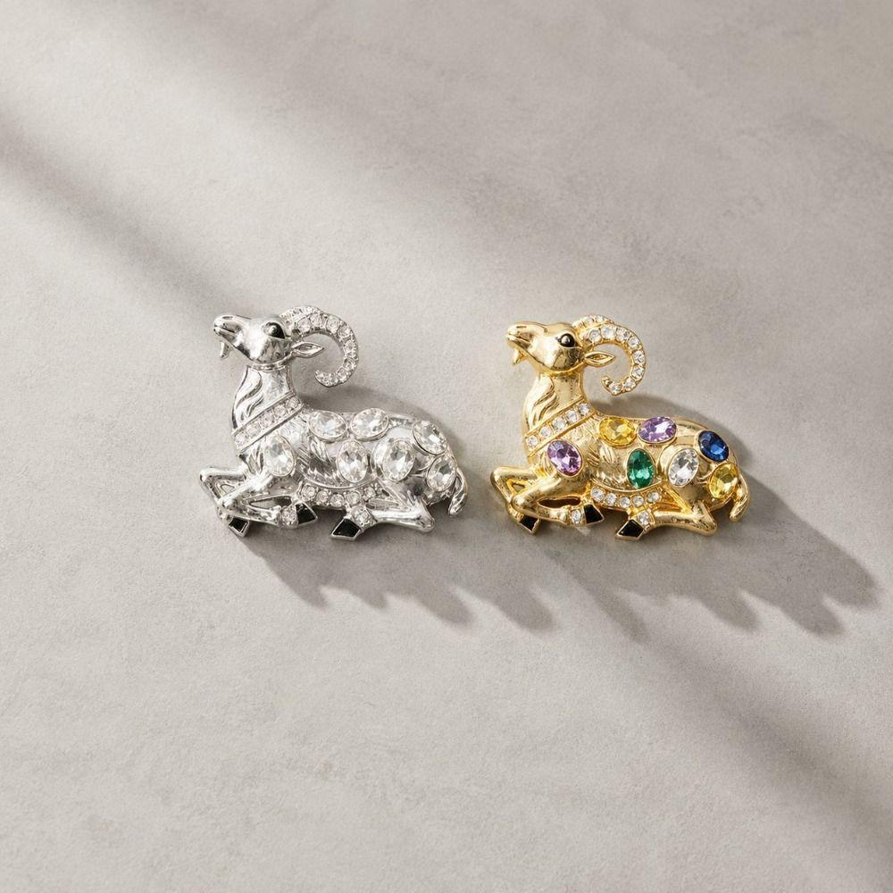 Tier Strass Reversnadel Emaille Ziege Schaf Metallabzeichen Mode Schaf Brosche Damenbekleidung