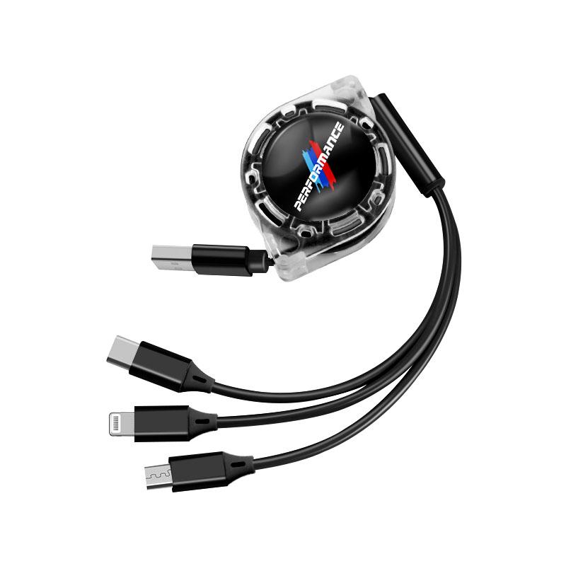3-in-1 fast USB cable, expandable portable charging cable For BMW Performance E46 E90 F10 F30 X3 F20 E46 E60 E70 E39 E36 E87 GA3