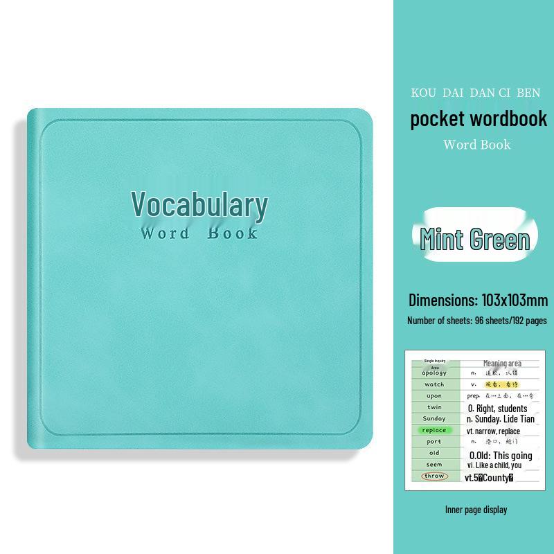 Square Leather English Vocabulary Pocket Notebook 