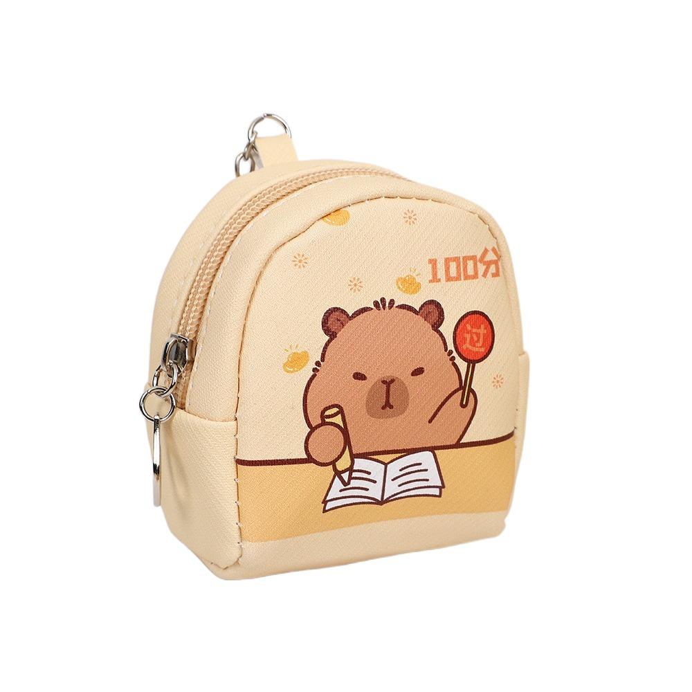 Small Capybara Coin Purse Pu Earphone Storage Bag Lovely Cartoon Leather Wallet Student