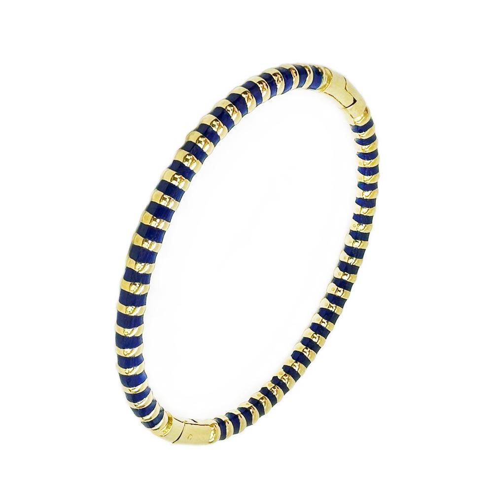 Gold Bamboo Pattern Women's Bracelet with Colored Epoxy Resin
