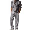 Four Seasons Linen Men's Casual Loose Breathable Long-sleeved Trousers Shirt Beach Suit