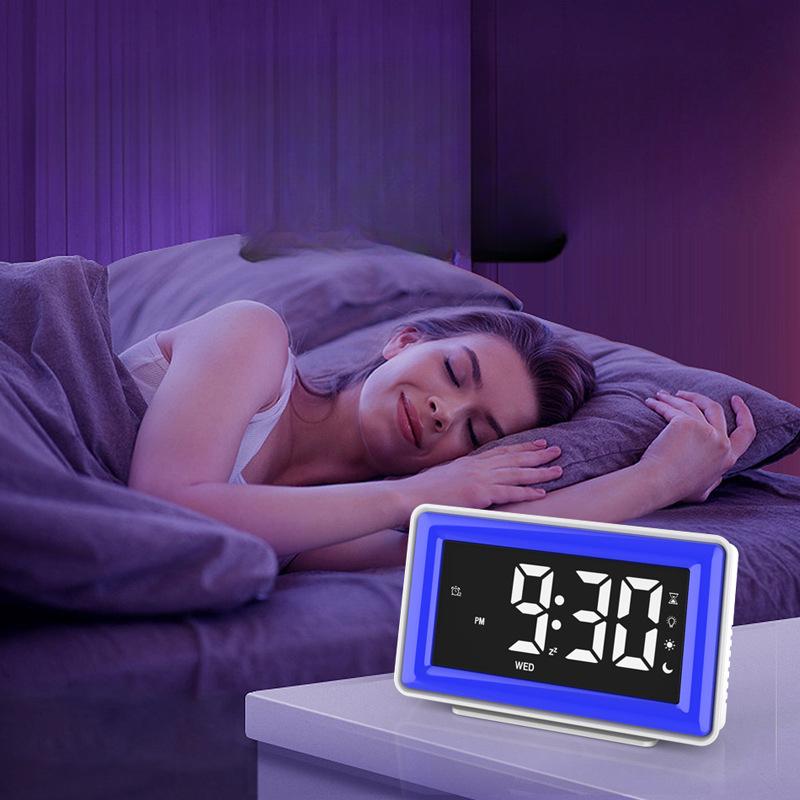 LED Colorful Night Lights Boys and Girls Children Alarm Clocks Large Font Size Elderly Electronic Watch Clocks Students Usb Bedside Table Clock