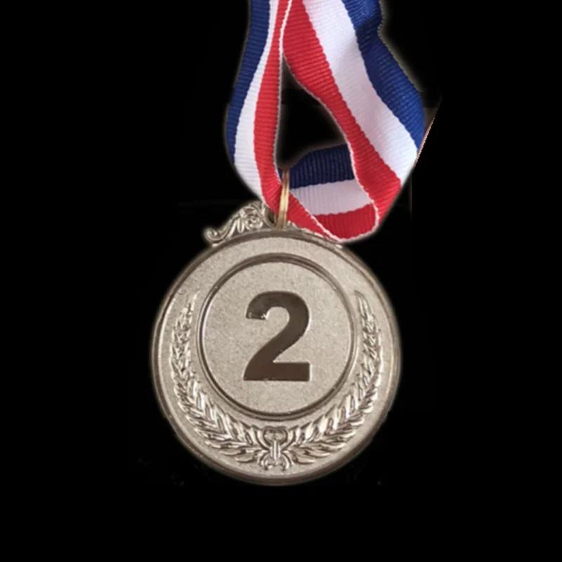 5cm Coin Metal Award Medals with Neck Ribbon Gold Silver Bronze Style for Sports Academics or Any Competition Diameter Gold Coin