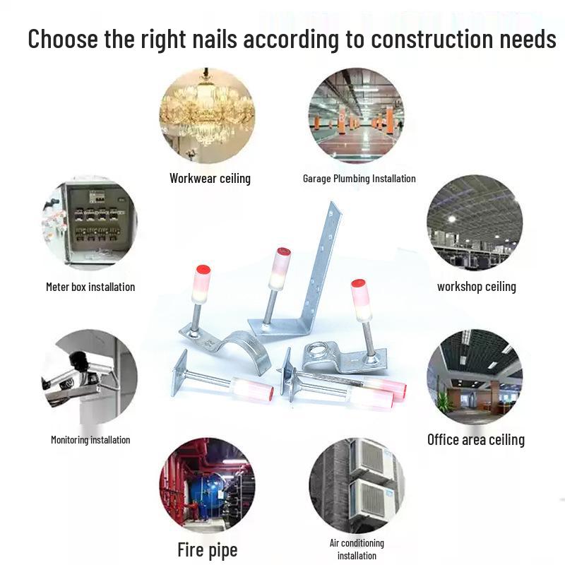 Ceiling Nail Gun with Integrated Fastening Nails and Clamps for Wood and Pipe Keels