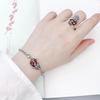 S925 Sterling Silver Pixiu Bracelet with Garnet: Women's Retro Ethnic Style Classic Couple's Gift