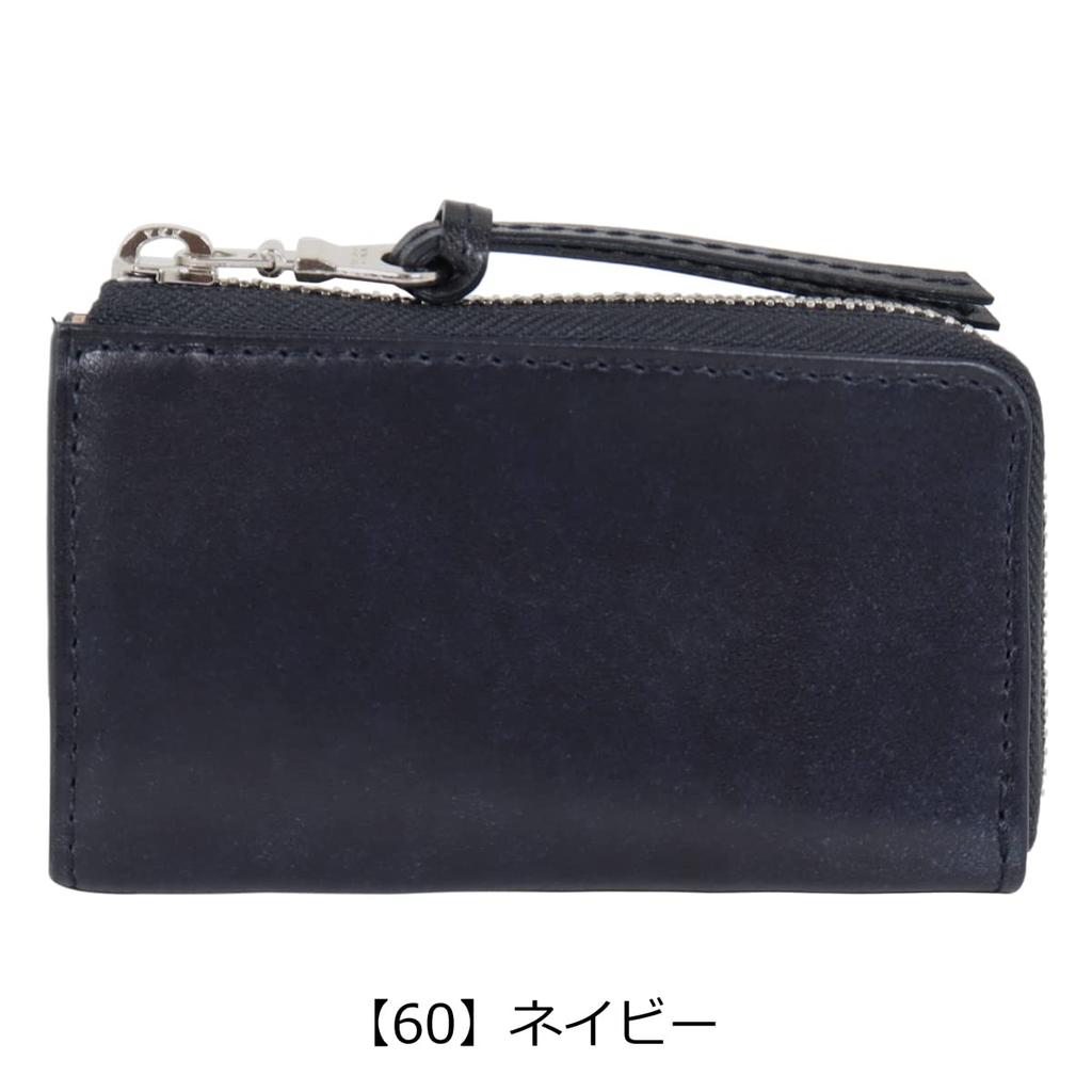 Key Case Genuine Leather Indigo Dyed Smooth ZYS093 Commuter Pass Card Case Leather Cowhide Italian Leather Navy [Baggy Port] Men's