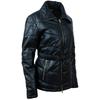 AVIATRIX Women's Real Leather Puffer Jacket (KDFX) - Black