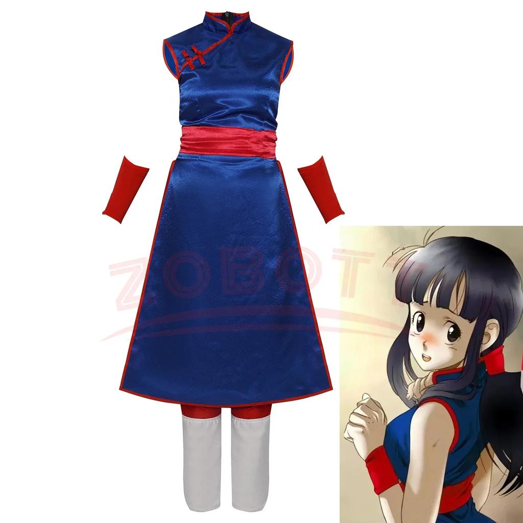 Anime Chichi Cosplay Costume Shirt Blue Uniform Props Cheongsam Women'S Uniform Dress Halloween Party Set Gift
