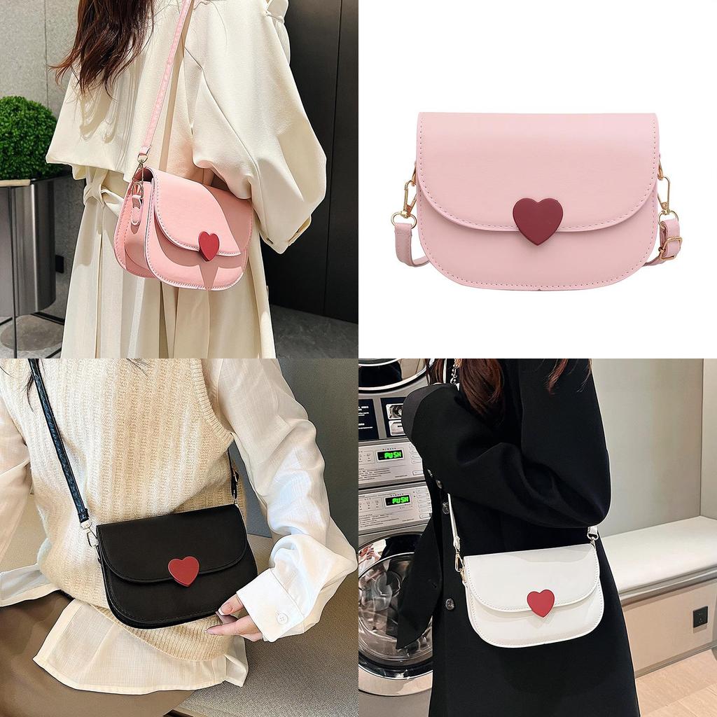 Trendy Black White Pink Casual Simple Shoulder Bag Stylish Saddle Bag For Women