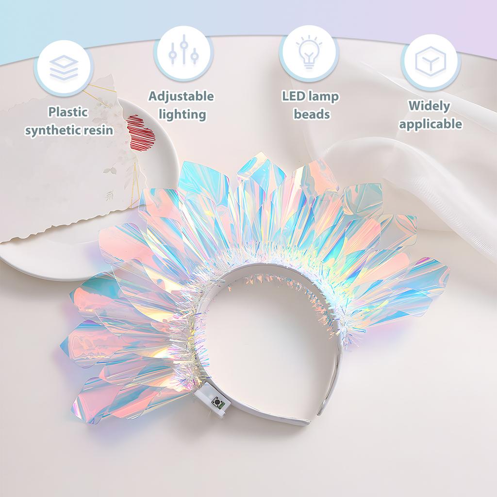 LED Headband Plastic Luminous Hairband 3 Adjustable Mode Light LED Hair Band for Christmas Party Stage Evening Performance Decor